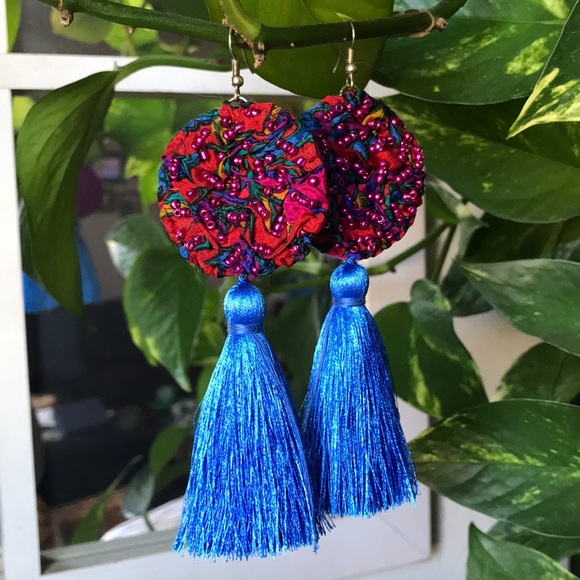 Bohemian Tulip Jewelry - Unique handmade silk earrings